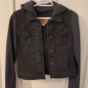 Hollister Black Sweatshirt Lined Jean Jacket